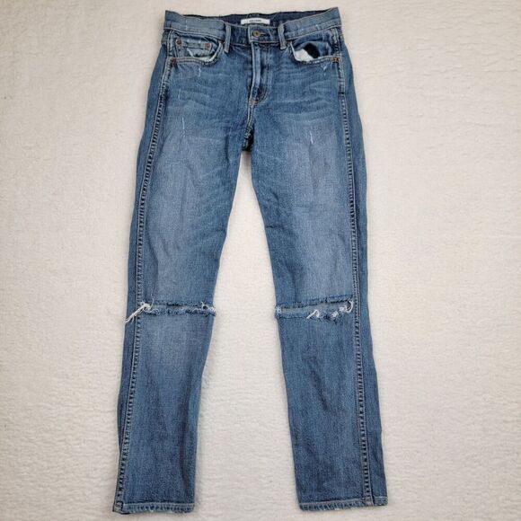 GRLFRND Naomi High-Rise Jeans Size 26 Stretch Ankle in I Will Survive Distressed - Picture 1 of 12